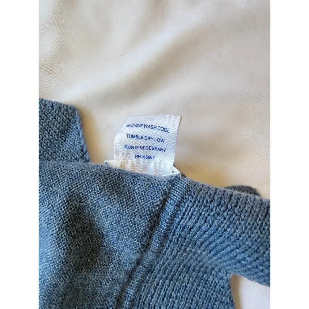 EUC Oso & Me Graham Blanket Blue Merino Wool Baby Toddler Receiving 45 x 35